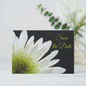 White Daisy auf Black Wedding Save the Date (Stehend Vorderseite)