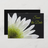 White Daisy auf Black Wedding Save the Date (Vorne/Hinten)