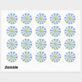 White Daisy auf Blue Aufkleber (Blatt)