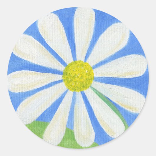 White Daisy auf Blue Aufkleber (Vorderseite)