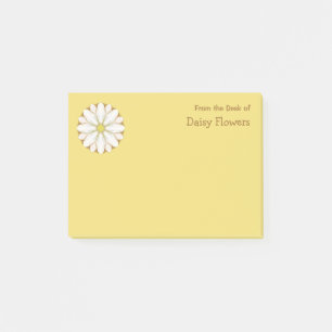 White Daisy auf Golden Yellow Personalisiert Name Post-it Klebezettel
