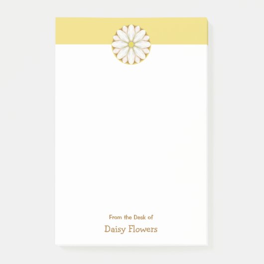 White Daisy auf Golden Yellow Personalisiert Post-it Klebezettel (Vorderseite)