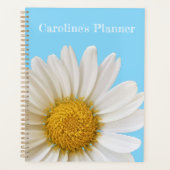 White Daisy auf Sky Blue Custom Text Planner Planer (Vorderseite)