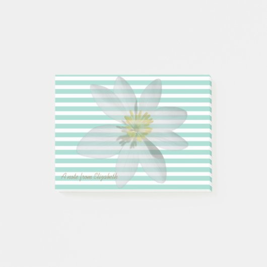 White Daisy auf Streifen Personalisiert Post-it Klebezettel (Vorderseite)