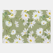 White Daisy Baby Dusche Pastell Grüner Garten Geschenkpapier Set (Vorderseite 2)