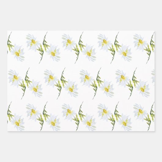 White Daisy Baby Dusche Pastell Grüner Garten Geschenkpapier Set (Vorderseite)