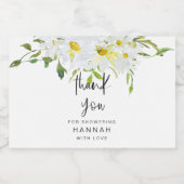 White Daisy Baby Dusche Vielen Dank für Ihre Unter Schaumweinetikett (Einzelnes Label)