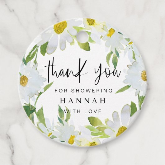 White Daisy Baby Shower Danke, dass Sie Geschenkma Geschenkanhänger (Vorderseite)