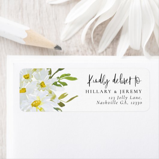 White Daisy Baby Shower Rücksendeadresse (Insitu)