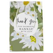 White Daisy Baby Shower Vielen Dank Mittlere Geschenktüte (Vorderseite)
