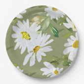 White Daisy | Babydusche Sommerblütenblüte Pappteller (Vorderseite)