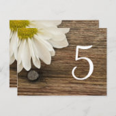 White Daisy Barn Wood Country Wedding Tischnummer (Vorne/Hinten)