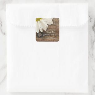 White Daisy Barn Wood Wedding Vielen Dank für Ihre Quadratischer Aufkleber