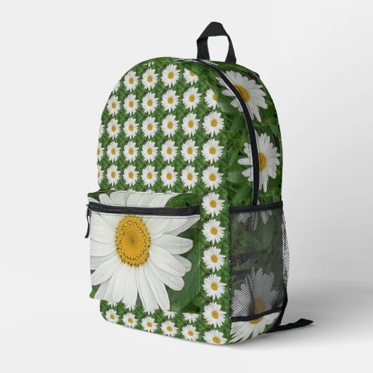 White Daisy Bedruckter Rucksack (Rückseitige Ecke Rechts)