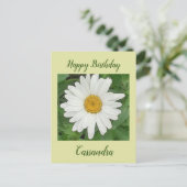 White Daisy Birthday Postcard Postkarte (Stehend Vorderseite)