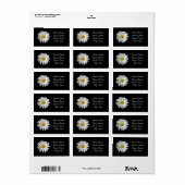 White Daisy Black Background Address Label Adressaufkleber (Vorne)