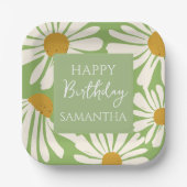 White Daisy Blooms – Floral Garden Birthday Pappteller (Vorderseite)