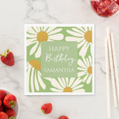 White Daisy Blooms – Floral Garden Birthday Serviette (Beispiel)