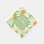 White Daisy Blooms – Floral Garden Birthday Serviette (Ecke)