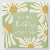 White Daisy Blooms –  Floral  Garden Birthday  Steinuntersetzer (Vorderseite)