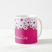 White Daisy Blossom Magenta Pink Floral Bloom Kaffeetasse (VorderseiteRechts)
