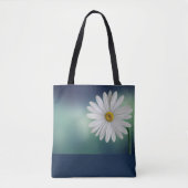 White Daisy Blue/Aquamarin Hintergrund Tasche (Vorderseite)