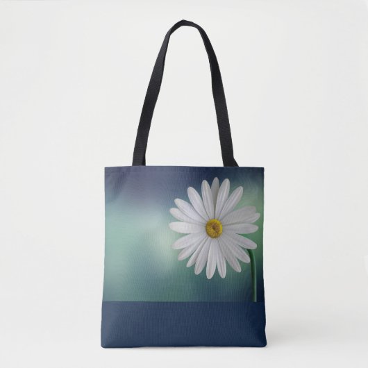 White Daisy Blue/Aquamarin Hintergrund Tasche (Vorderseite)