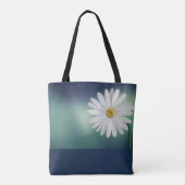 White Daisy Blue/Aquamarin Hintergrund Tasche (Rückseite)