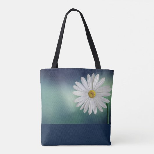 White Daisy Blue/Aquamarin Hintergrund Tasche (Rückseite)