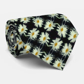 White Daisy Blume Abstrakt Kleines Muster Krawatte (Gerollt)