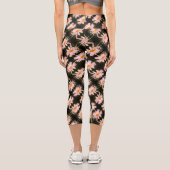 White Daisy Blume Abstraktes Muster Capri Leggings (Rückseite)