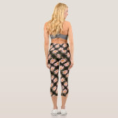 White Daisy Blume Abstraktes Muster Capri Leggings (Rückseite)