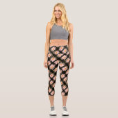 White Daisy Blume Abstraktes Muster Capri Leggings (Vorderseite)