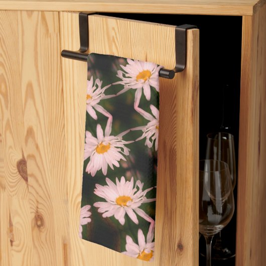 White Daisy Blume Abstraktes Muster Geschirrtuch (Drittel gefaltet)