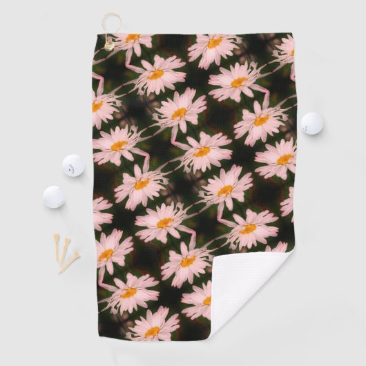 White Daisy Blume Abstraktes Muster Golfhandtuch (Insitu)