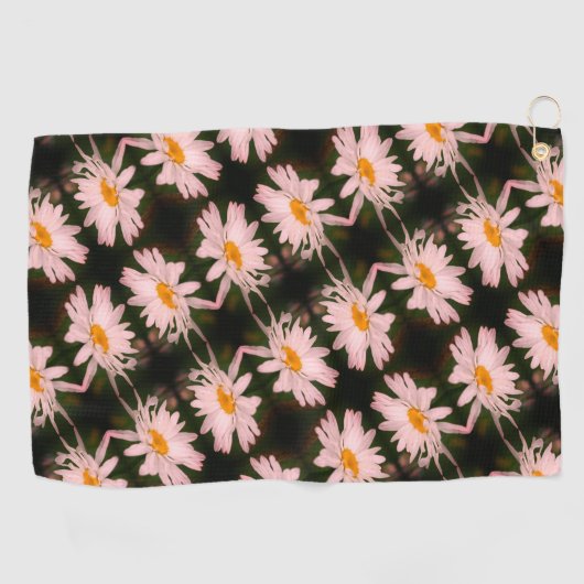 White Daisy Blume Abstraktes Muster Golfhandtuch (Horizontal)