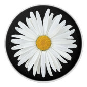 White Daisy Blume auf Black Floral Keramikknauf (Vorderseite)