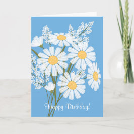 White Daisy Blume auf Blue Happy Birthday Karte