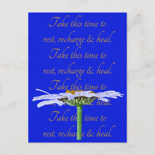 White Daisy Blume auf Blue Leinwand Time to Healin Postkarte