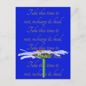 White Daisy Blume auf Blue Leinwand Time to Healin Postkarte (Vorderseite)