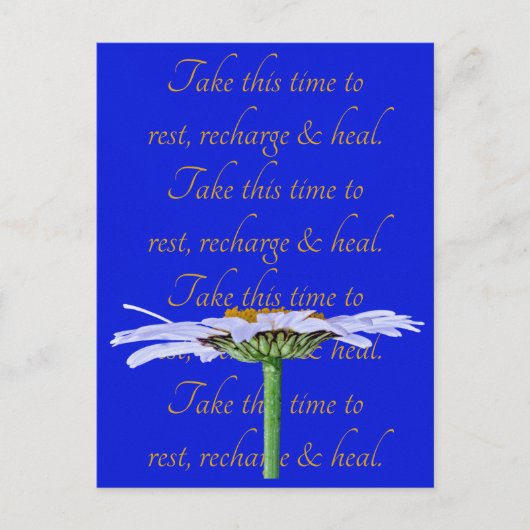 White Daisy Blume auf Blue Leinwand Time to Healin Postkarte (Vorderseite)