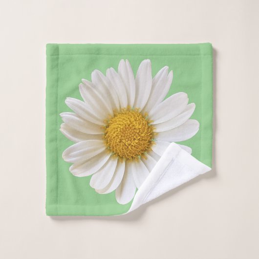 White Daisy Blume auf Sage Green Wash Tuch (Waschlappen)