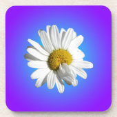 White Daisy Blume Bloral Lila Blue Gradient Getränkeuntersetzer (Vorderseite)