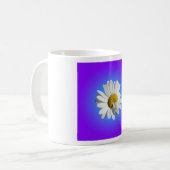 White Daisy Blume Bloral Lila Blue Gradient Kaffeetasse (Vorderseite Links)
