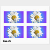 White Daisy Blume Bloral Lila Blue Gradient Rechteckiger Aufkleber (Blatt)
