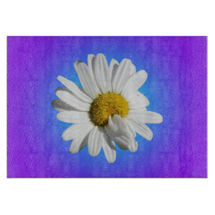 White Daisy Blume Bloral Lila Blue Gradient Schneidebrett