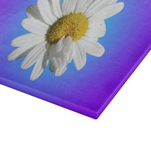 White Daisy Blume Bloral Lila Blue Gradient Schneidebrett (Ecke)