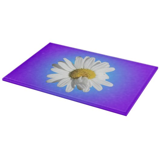 White Daisy Blume Bloral Lila Blue Gradient Schneidebrett (Ecke)