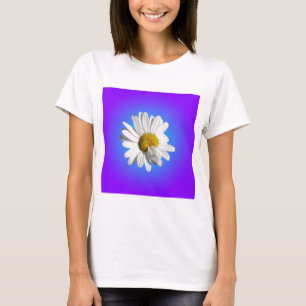 White Daisy Blume Bloral Lila Blue Gradient T-Shirt