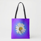 White Daisy Blume Bloral Lila Blue Gradient Tasche (Vorderseite)